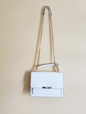 Michael Kors White Leather Chain-Handle Shoulder Bag